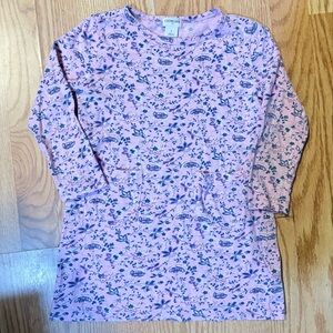 J.Crew Crew Cuts Pink Print Long Sleeve Cotton Dress W/Pockets Like New